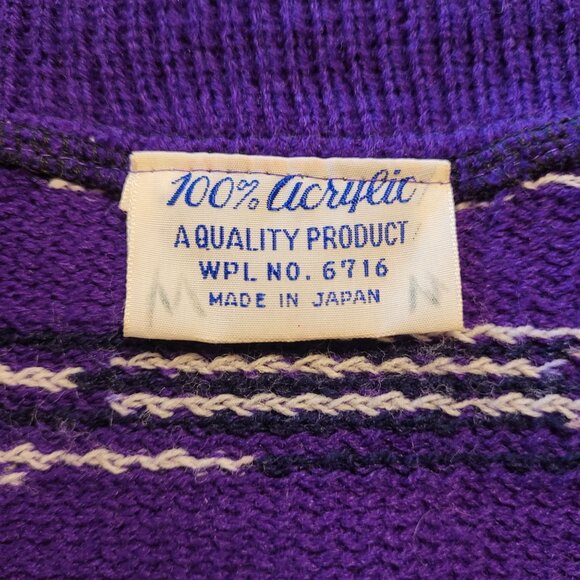 Vintage Womens One Size (OS) Crocheted Poncho Purple Stripe Fringe Boho Festival - Picture 7 of 7